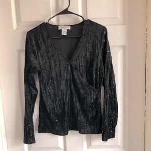 Vintage velvet faux wrap top sequin dressy medium